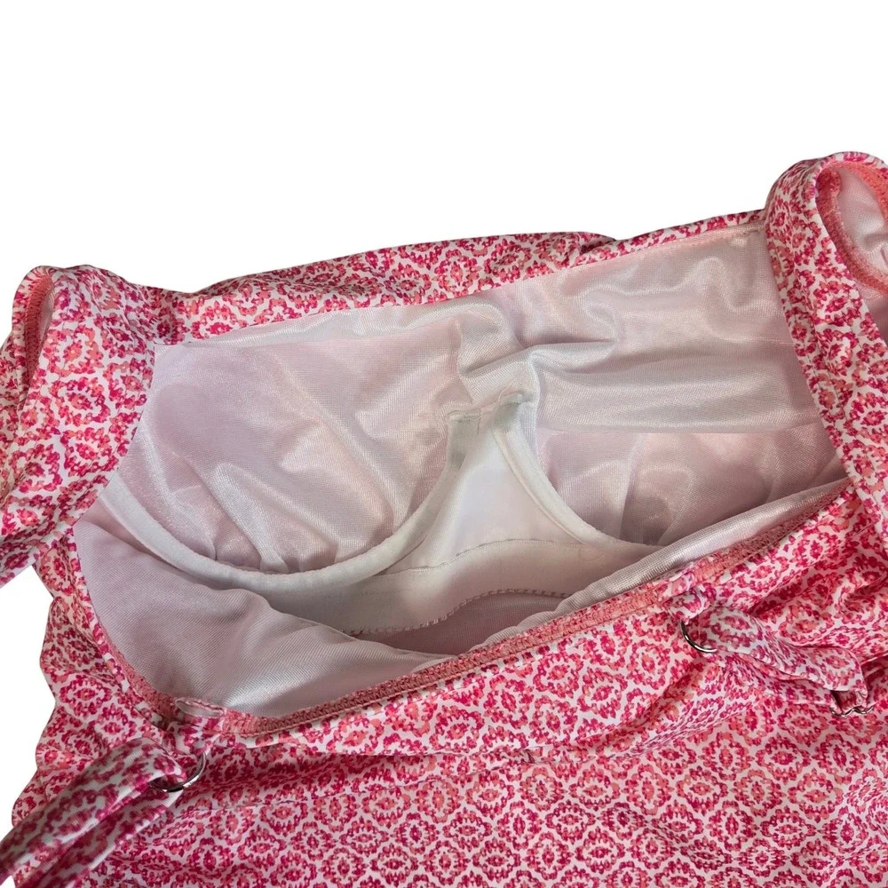 Talbots x Miraclesuit Pink Cabana Batik Geo Tankini Swim Top Only Size 6